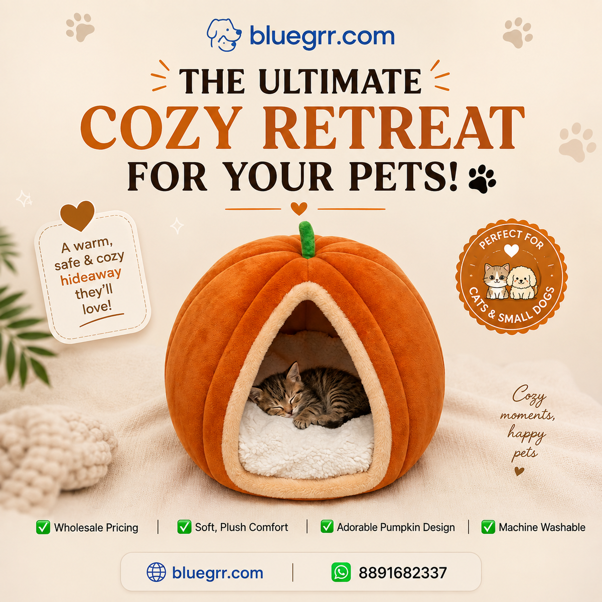 Bluegrr Cozy Pumpkin Pet House™