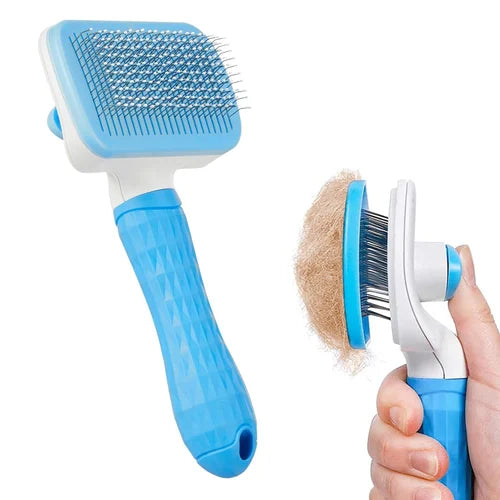 Self-cleaning grooming brush