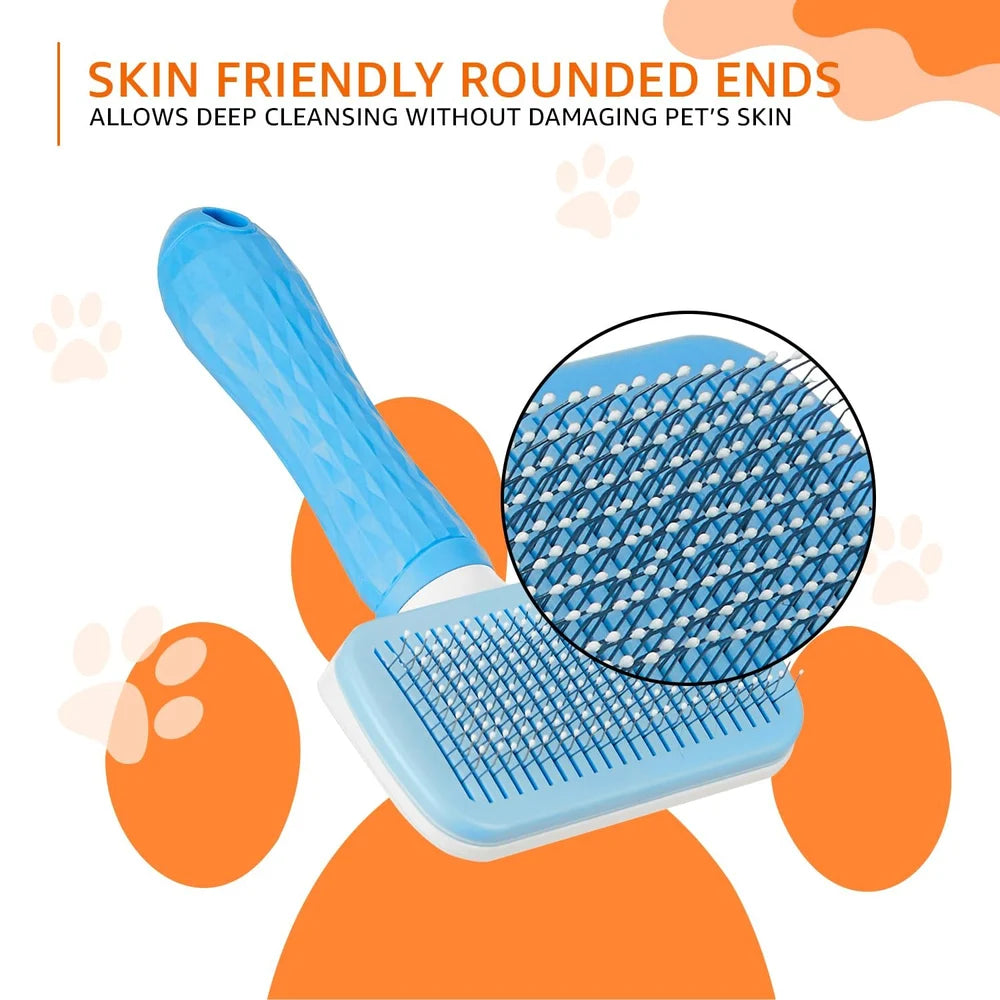Self-cleaning grooming brush