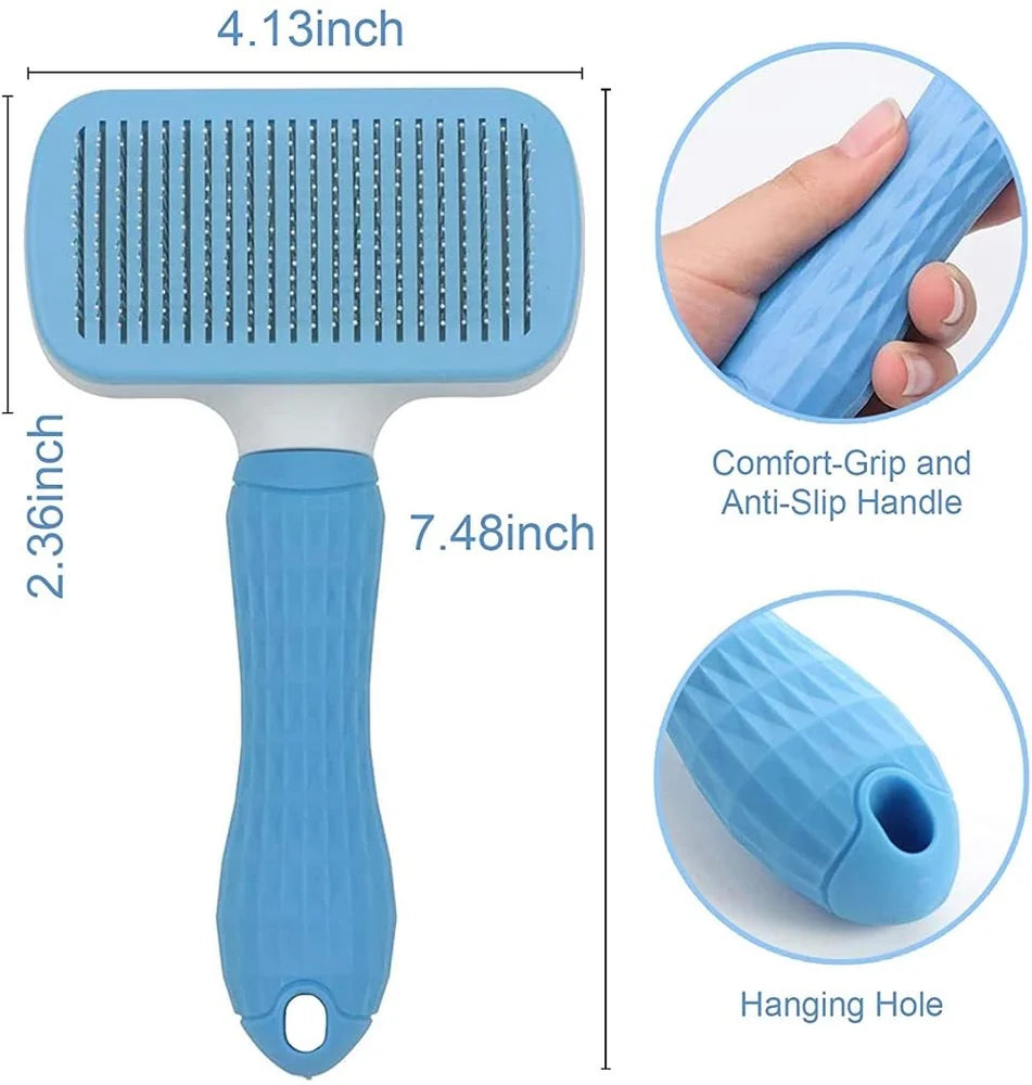 Self-cleaning grooming brush