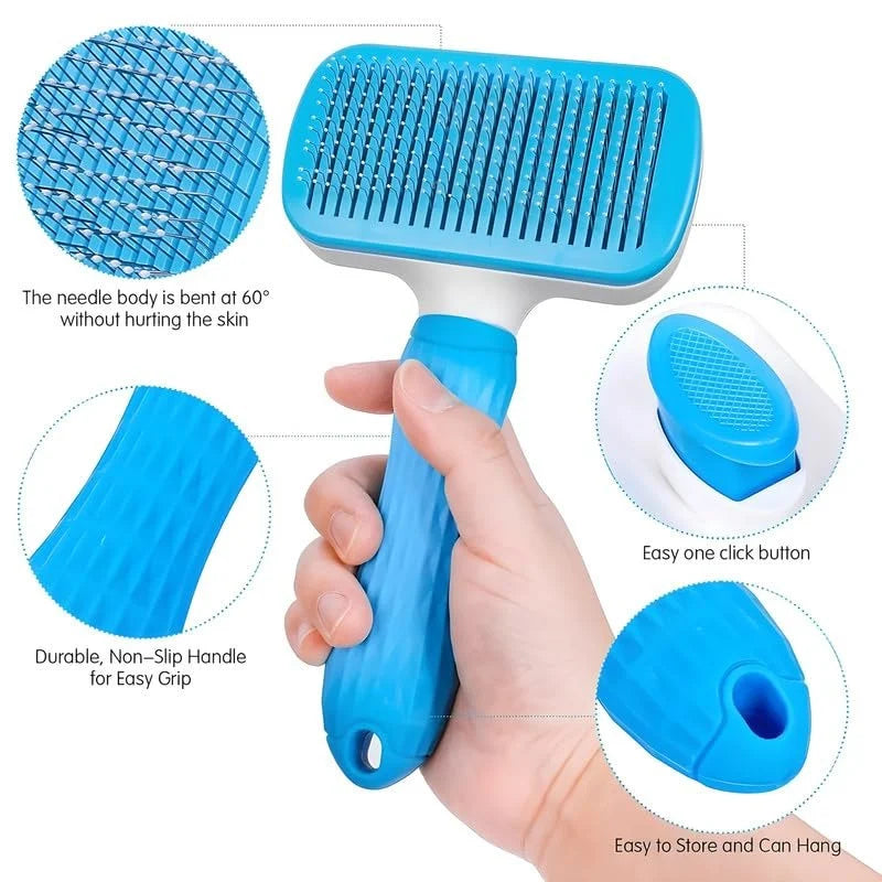 Self-cleaning grooming brush