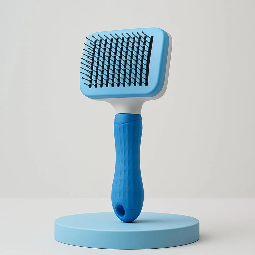Self-cleaning grooming brush