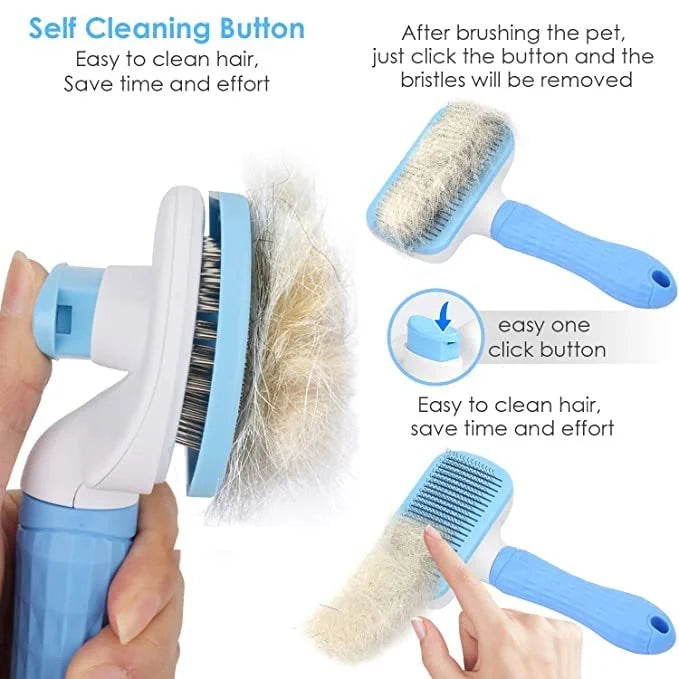 Self-cleaning grooming brush